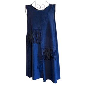 NEW Romeo & Juliet Couture Women’s Navy Fringe Sleeveless Dress, Size Large
